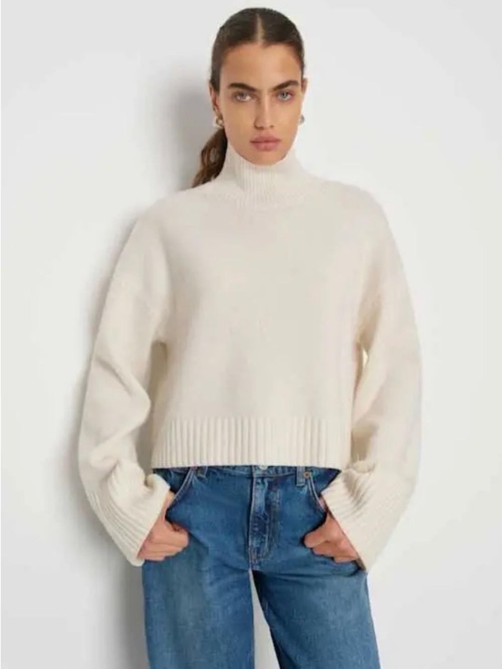 Reformation Cream Turtleneck Pullover Sweater